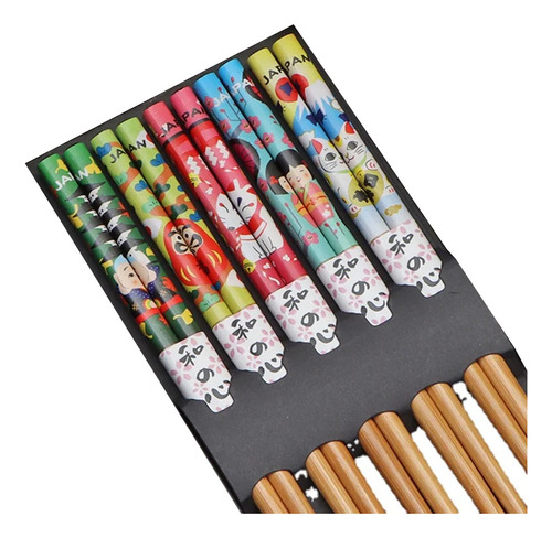 Kit Hashi Madeira Palitinho Japonês Amuleto Japones 5 Pares