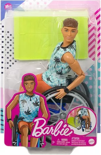 Barbie Boneco Ken Cadeira De Rodas Moreno Fashionista Mattel