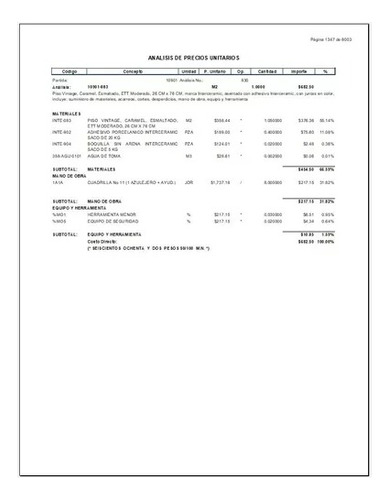 Análisis Precios Unitarios 2023 Excel