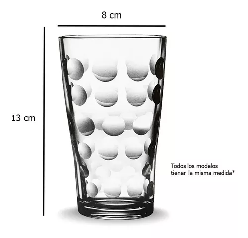 Vasos Vidrio Agua Bebidas Modelos Elegantes 360cc X6 Unds