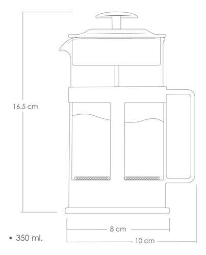 2 Pzas De Cafetera Prensa Francesa 350ml Vaso De Vidrio Color Negro