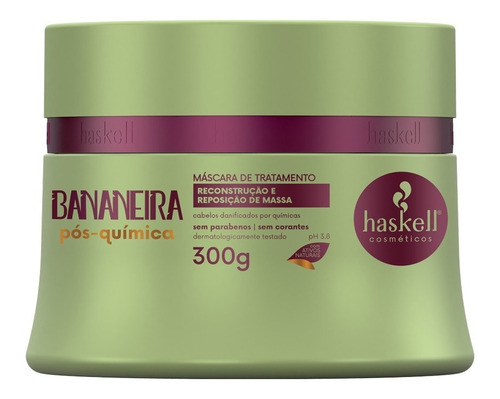  Máscara Haskell Bananeira Pós Química restauração de 300mL 300g