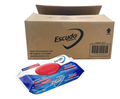 15 Paquetes De Toallitas Humedas Escudo Antibacterial C/ 80 