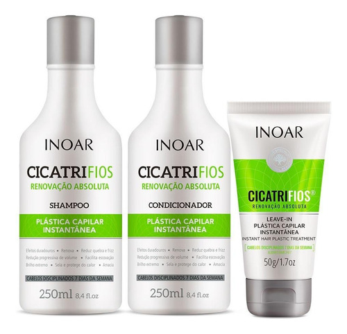 Kit Inoar Cicatrifios Shampoo + Condicionador 250ml Leave-in