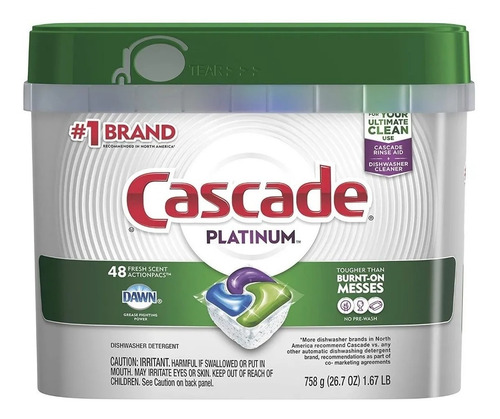 Cascade Platinum Detergente En Cápsulas P/ Lavavajillas 48pz