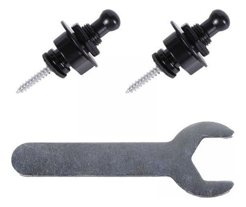 2 Botón De Correa De Guitarra, Bloqueo De Tornillo, Negro