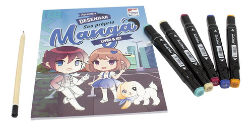 Libro y kit: Aprende a dibujar manga, de Lake Press. Editora Happy Books, tapa blanda en portugués