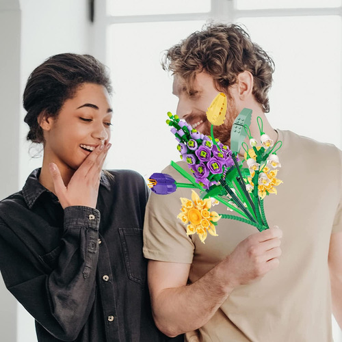 Kit De Constructución De Ramo De Flores, 634 Piezas De Bloqu
