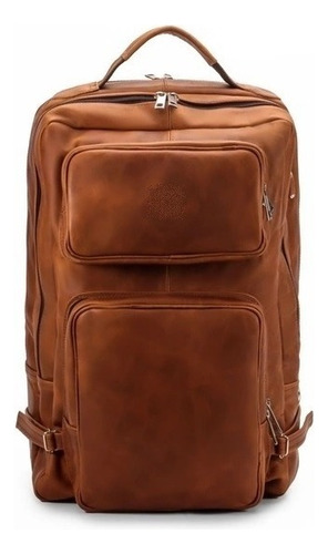 Mochila De Couro Legítimo Alternative Mochila Para Viagem Cor Eucatex Caramelo