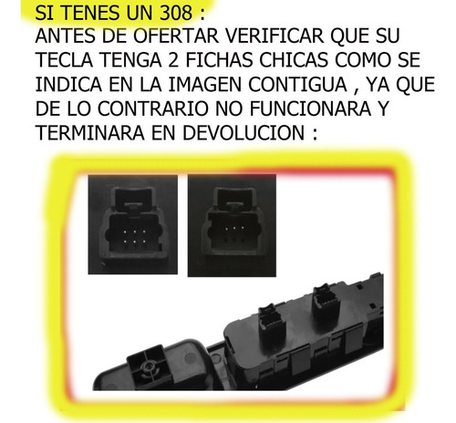 Imagen 2 de 10 de Tecla Levantavidrios C/espejo Peugeot 307 207 308 Cuadruple