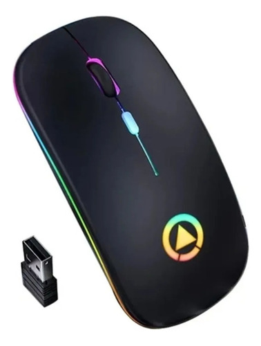 Mouse Inalámbrico A2 Ratón Gamer, Con Luz Led Rgb Recargable Color Negro