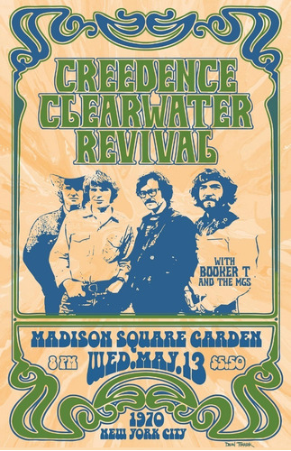 Creedence Clearwater Revival Poster 30x42 - Pop Art Retro 
