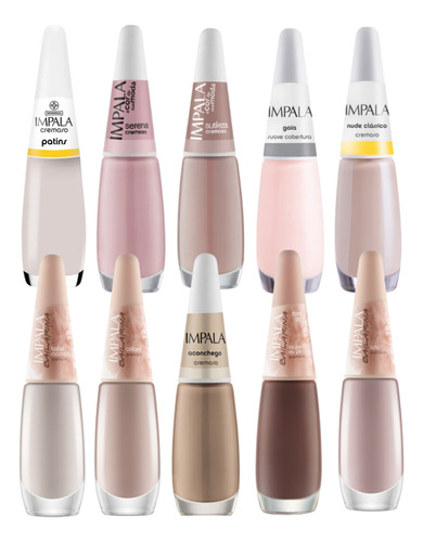 Kit 10 Esmaltes Impala Tons Nudes