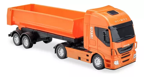 Caminhão De Brinquedo Carreta Caçamba Iveco Hi Way Miniatura