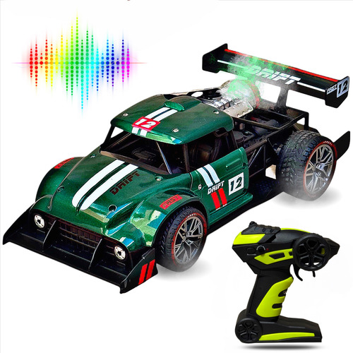 Carrinho Controle Remoto Super Speed Drift Com Luz E Fumaça Verde Drift