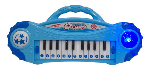 Organo Piano Teclado Infantil Musical Luz 22 Teclas Rayuela Color Celeste