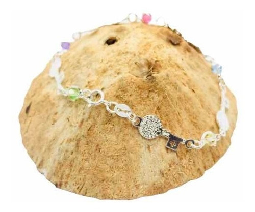 Pulsera San Benito Con Llaves Y Cristales En Plata Fina .925