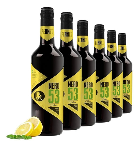 Fernet Nero 53 Premium Citrus Caja X 6 X 750ml.