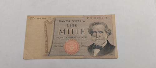 Billete Antiguo 1000 Lira. Italia 1969