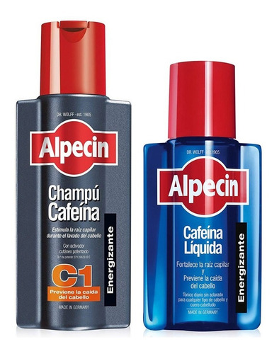 Imagen 1 de 5 de Alpecin Pack Anticaída Shampoo 250ml + Cafeína Líquida 200ml