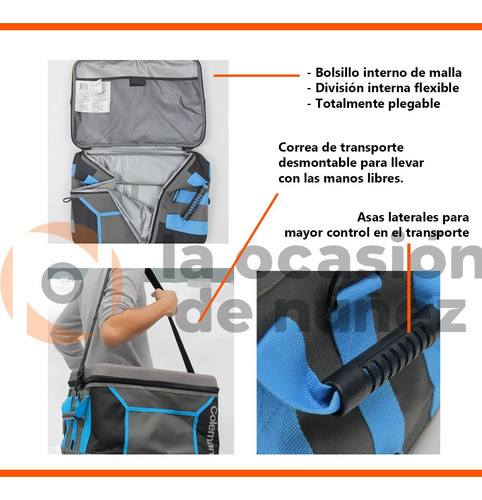 Imagen 4 de 8 de Bolso Conservador Termico Coleman 45 Latas Plegable 8hs Frio