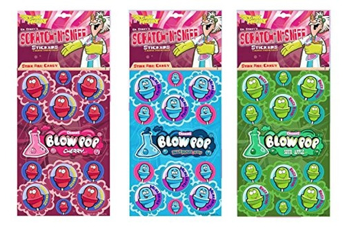 Arañazos Del Dr. Stinky N Sniff Pegatinas 3-pack-blow Pop Ch