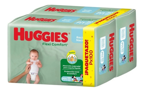 Pañales Huggies Flexi Comfort Talle P Pack Por 100 ( Kiara )