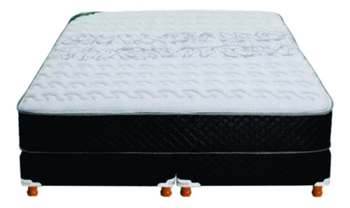 Sommier Sommier Cannon Resortes Doral Súper queen de 200cmx160cm negro y blanco con base dividida