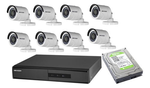 Kit De Seguridad Hikvision Hd Dvr 16 + Disco + 8 Cámaras Hd