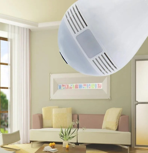 Imagem 3 de 4 de Camera Ip Seguraca Lampada Visao Panoramica Espia Wifi V380