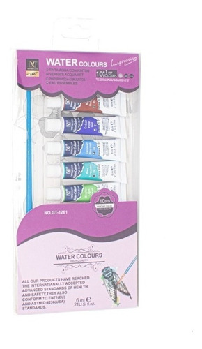 Set Pintura Acuarela Giorgione 10 Colores De 6ml + 1 Pincel