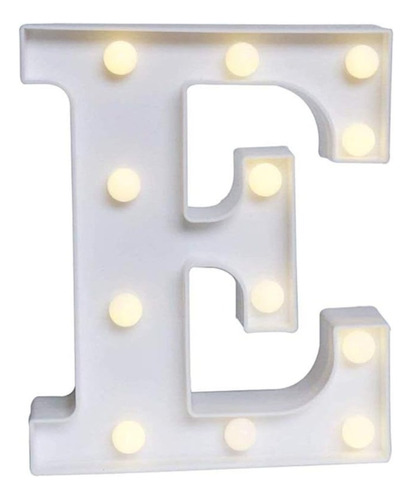 Luminária Decorativa Led 3d Letra E Branca 22cm Decor Festa