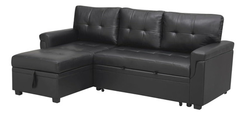 Sofá Modular C/diván De Almacenamiento; Negro; Naomi Home