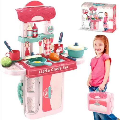 Cocina Infantil 2 En 1 Con Fregadero Y Juego De Pesca – 47 Piezas, Grifo Giratorio De 90° Y Circulación De Agua Automática
