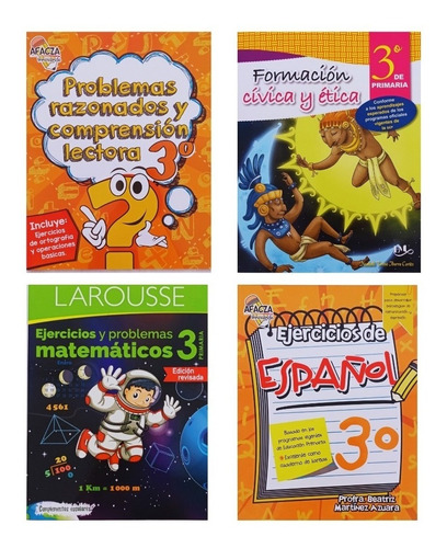 Paquete Tercer Grado De Primaria / 4 Cuadernos De Ejercicios