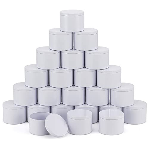 Latas De Velas De 8 Oz Con Tapas, 24 Piezas De Tarros D...