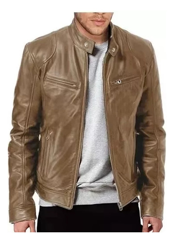 Chaqueta De Moto De Cuello Alto De Piel Punk Para Hombre