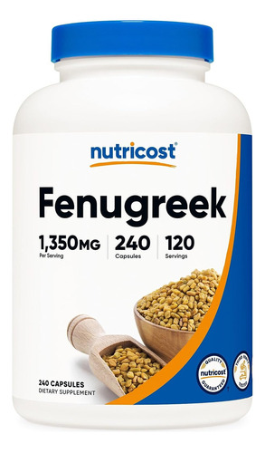 Nutricost Fenugreek Seed 1350 Mg Fenogreco 240 Cápsulas Sabor Sin Sabor