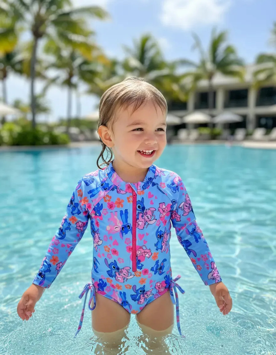 Maiô Natação Infantil Biquíni Manga Longa Proteção Solar Uv Cor Água Tamanho 4 · foto 3