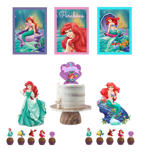 Kit Aniversário Pequena Sereia Ariel Só Um Bolinho 