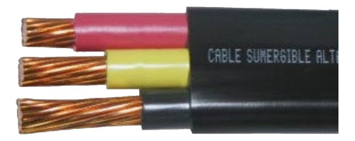 10 Mts Cable Plano Sumergible Calibre 10, 3 Hilos, 600 Volts