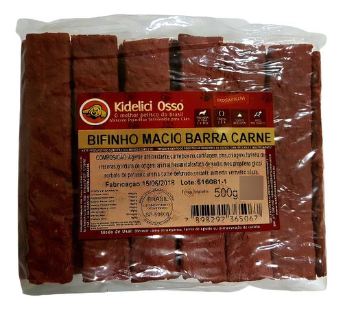 Petisco Bifinho Macio Kidelici Osso Sabor Carne 500g