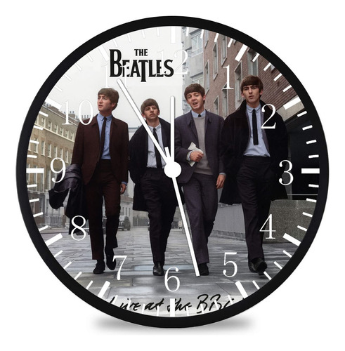 Borderless Reloj De Pared De Los Beatles Con Marco Negro, Gr