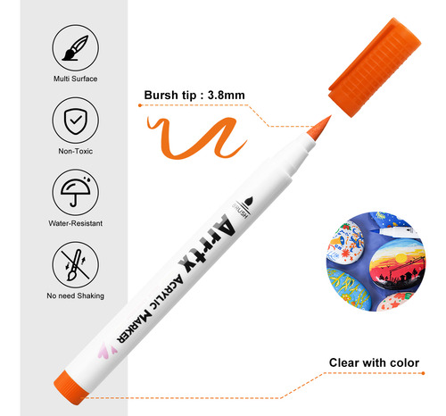 Rotuladores Acrílicos Arrtx 48e Rock Pens, Pintura Fina, Pun