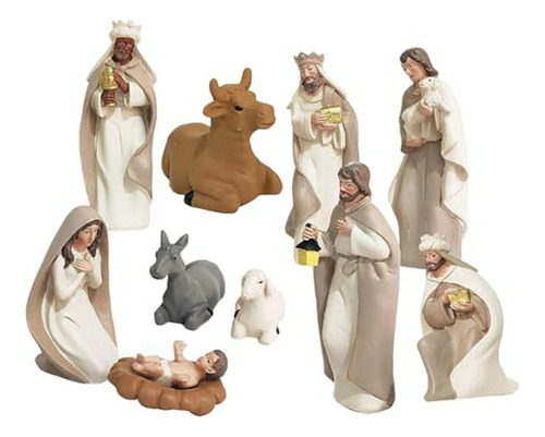 Conjunto De Natividad Navideña 10 Piezas De Resina Resistent