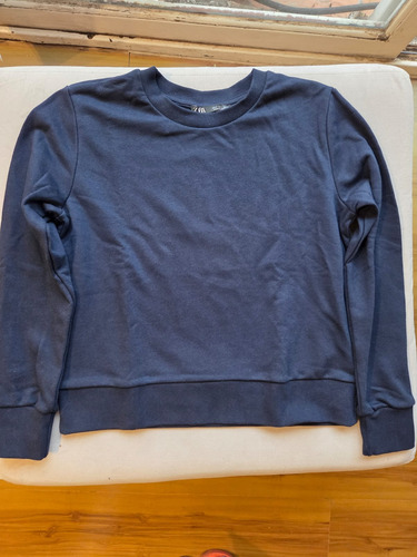 Buzo Zara Talle Small Azul Cuello Redondo Mujer Elastizado