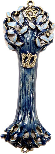 Mezuzáh Creative Judaica, Árbol De La Vida, 10.1cm, Azul