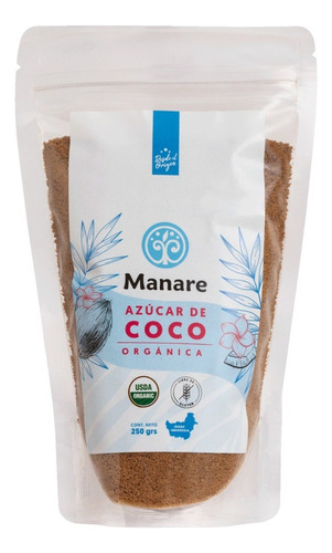 Azúcar De Coco Orgánica 250 G. Manare Orgánica Diabetes 