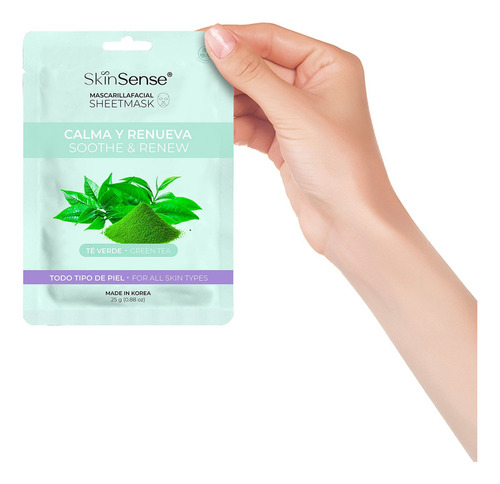 Skin Sense Mascarilla Facial Coreana De Tela Té Verde Todo Tipo De Piel