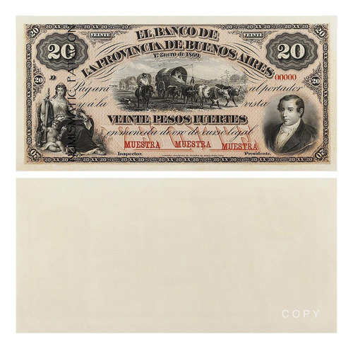 Billete 20 Pesos Fuertes Buenos Aires 1869 - Copia 506s
